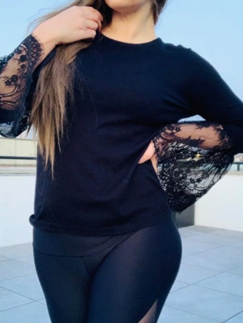 Vince Camuto Flare Lace Sleeves Sweater